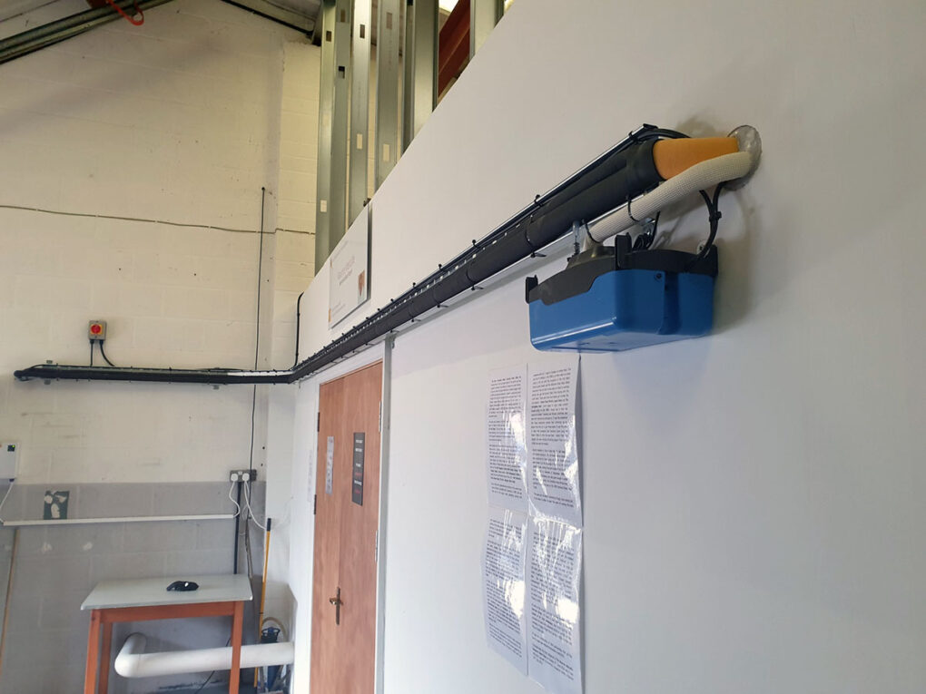 City of Hull Brass Band rehearsal room in Barton-Upon-Humber, rear of the air conditioning system showing the condensate tank pump
